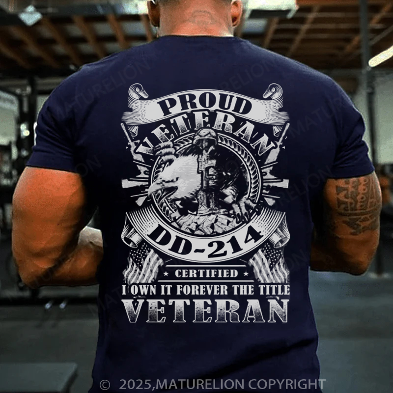 Maturelion Men's T-shirt Proud Veteran DD 214 Cotton T-shirt