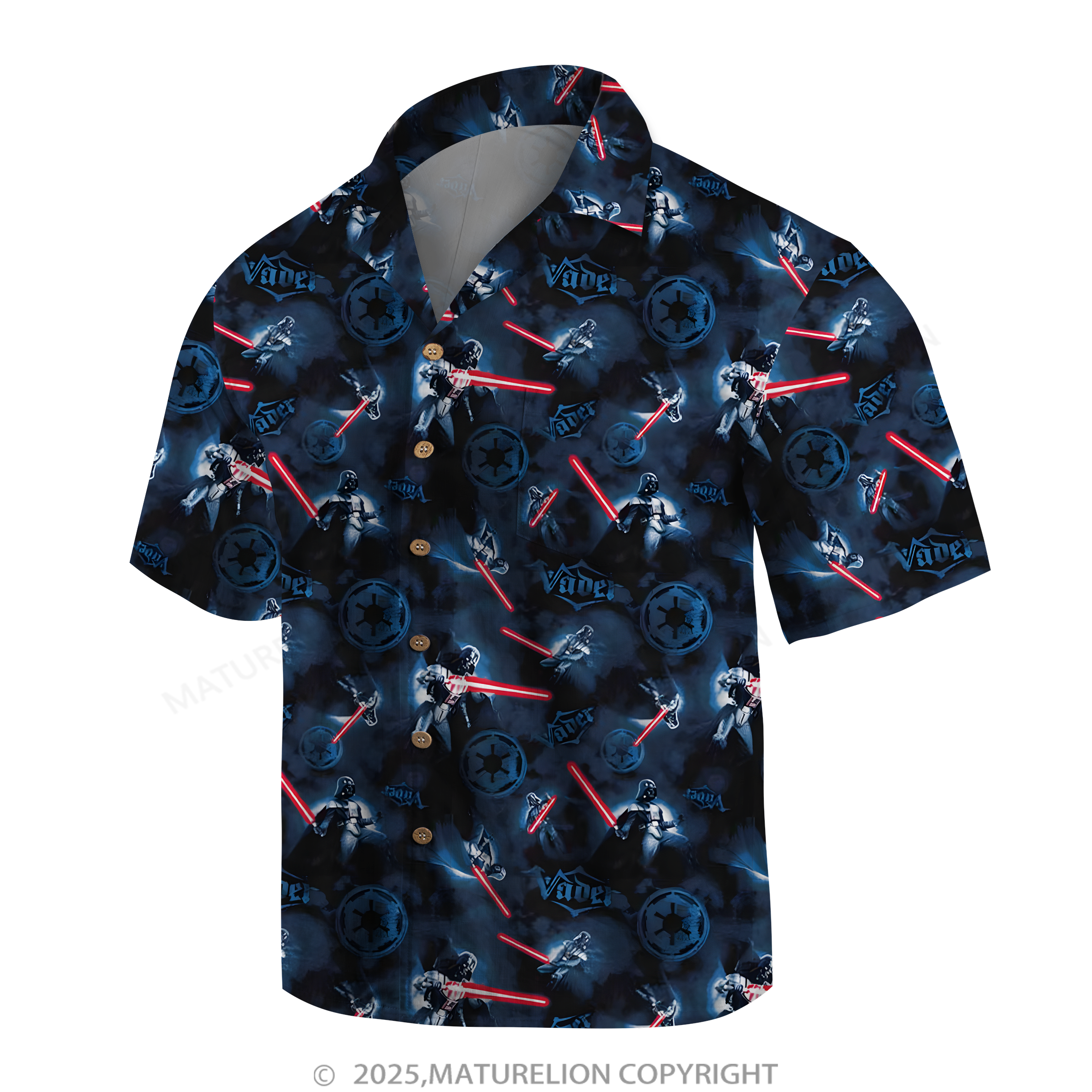 Maturelion Men's Hawaiian Shirt Cosmic Synthwave Dark Helmet Hawaiian Shirt