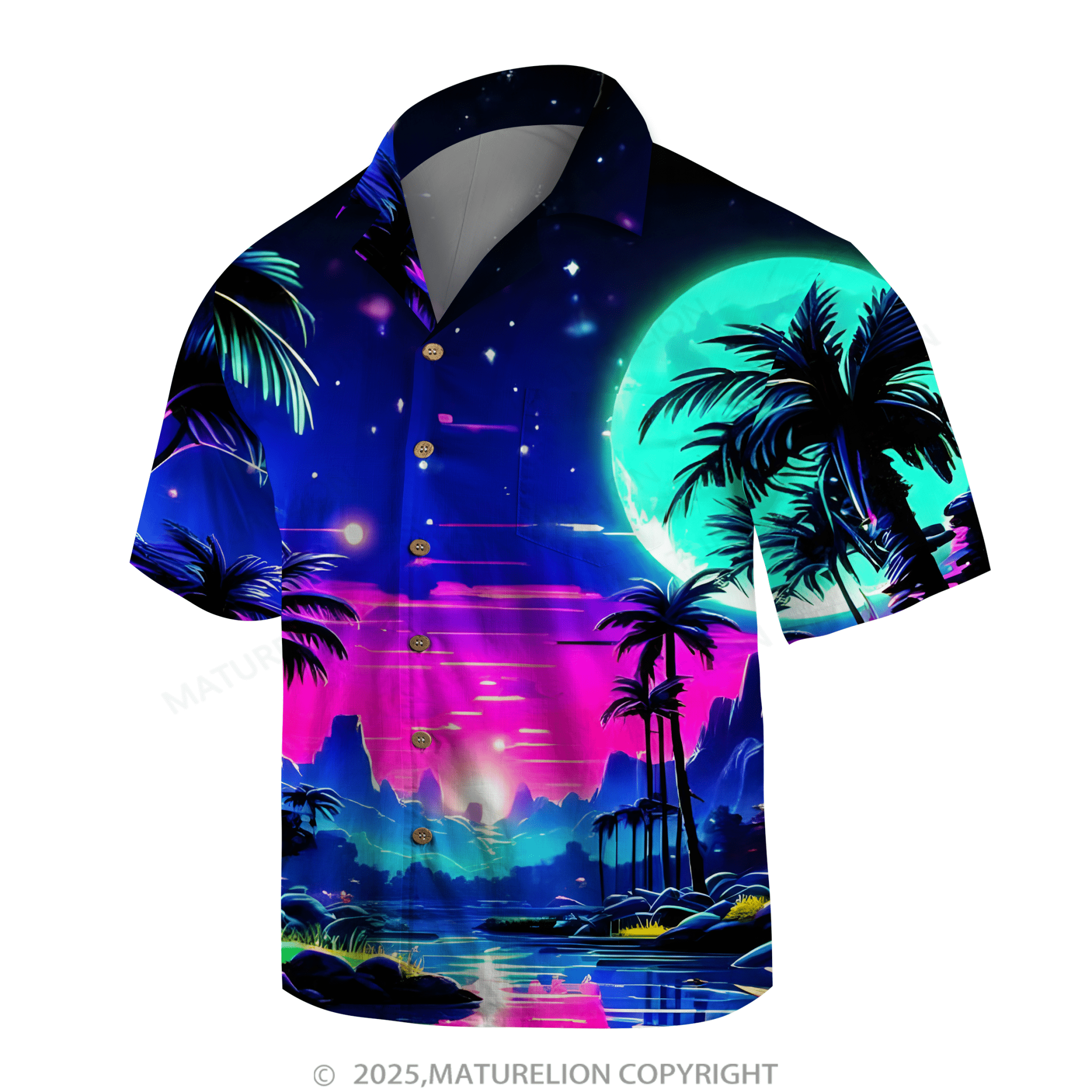Matreulion Men's Aloha Shirts Coconut Tree Hawaiian Shirt