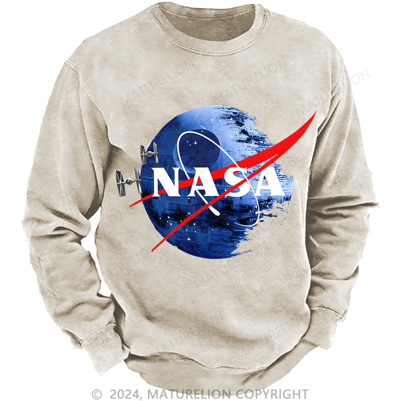 Maturelion Men's Sweatshirts Inspired Guava Iguana Death Star Graphic Sweatshirt