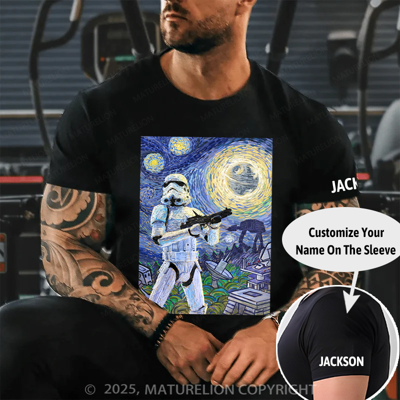 Maturelion Men's T-Shirt Star Wars Stormtrooper Starry Night Cotton T-Shirt