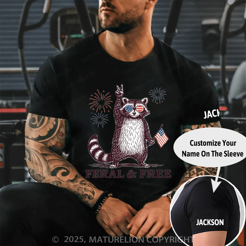 Maturelion Men's T-shirt feral-and-free 4th Of July T-shirt