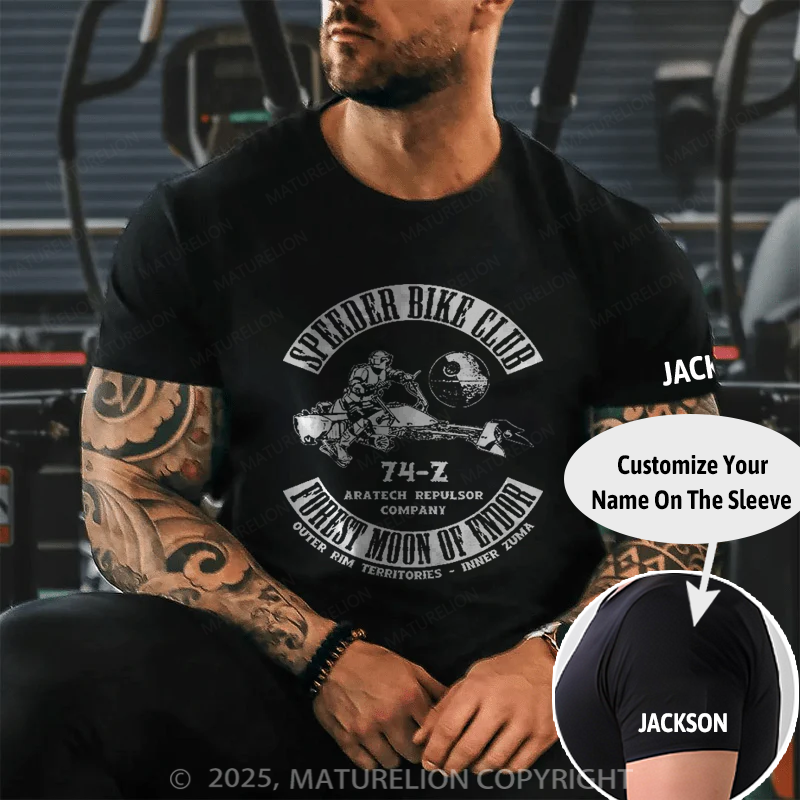 Maturelion Men's T-Shirt Speeder Bike Club Cotton T-Shirt
