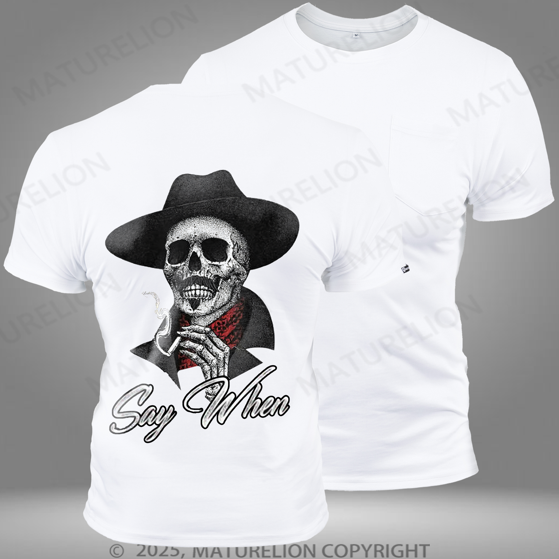 Maturelion Men's T-Shirt Say When Pocket T-shirt