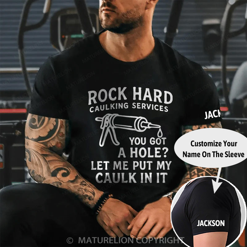 Maturelion Men's T-shirt Rock Hard Caulking Cotton T-shirt