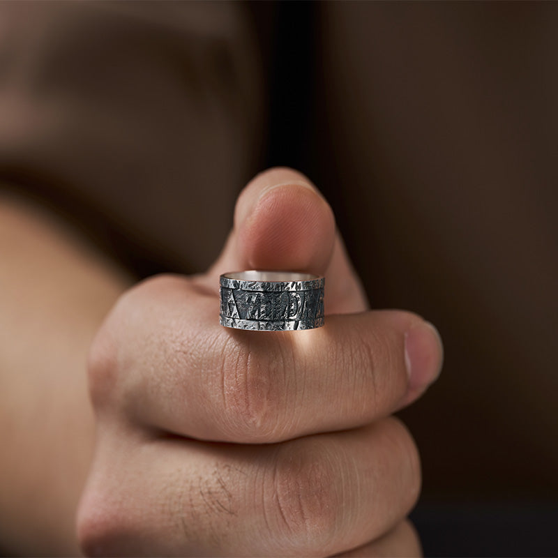 Matuerlion Vintage Engraved Nordic Rune Ring