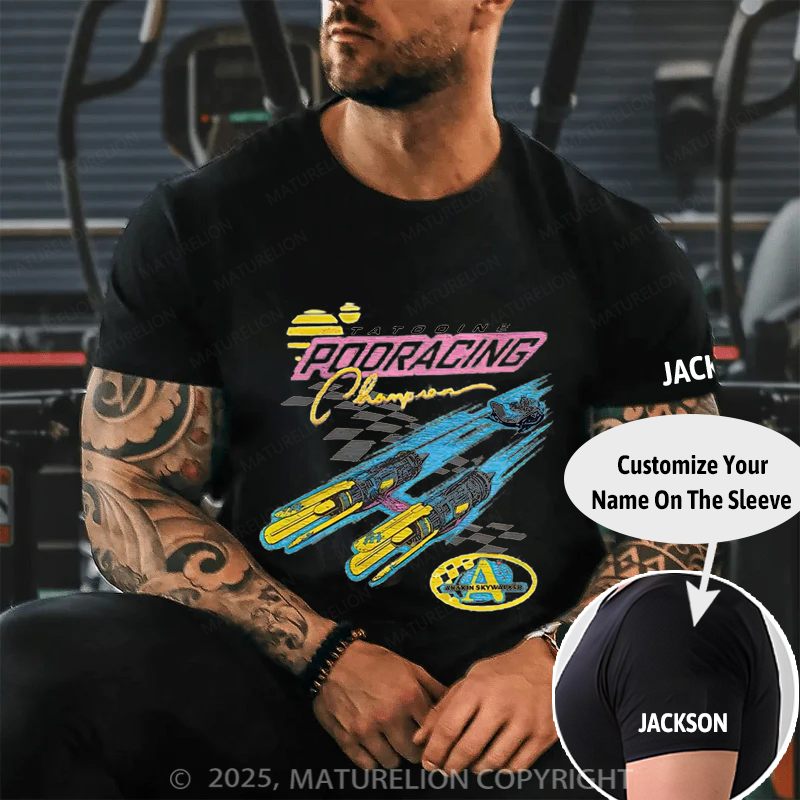 Maturelion Men's T-Shirt Retro Tatooine Podracing Champion Cotton T-Shirt