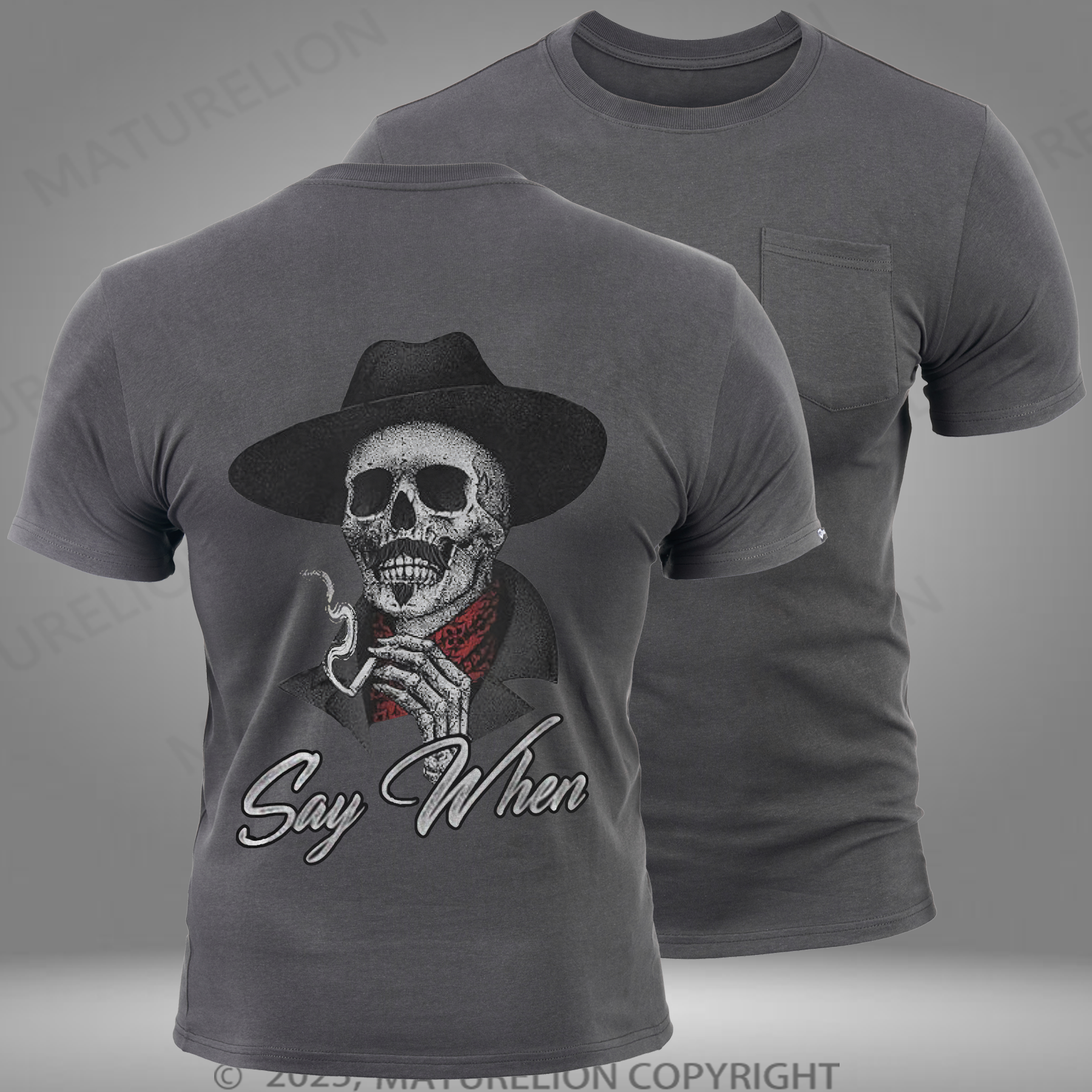 Maturelion Men's T-Shirt Say When Pocket T-shirt
