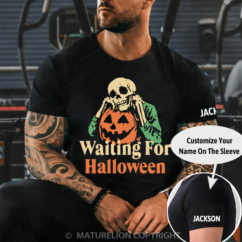 Maturelion Men's T-shirt Waiting For Halloween Cotton T-shirt