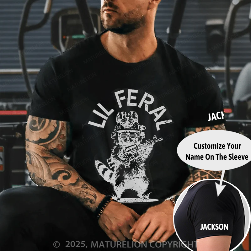 Maturelion Men's T-Shirt Lil Feral Raccoon Cotton T-Shirt