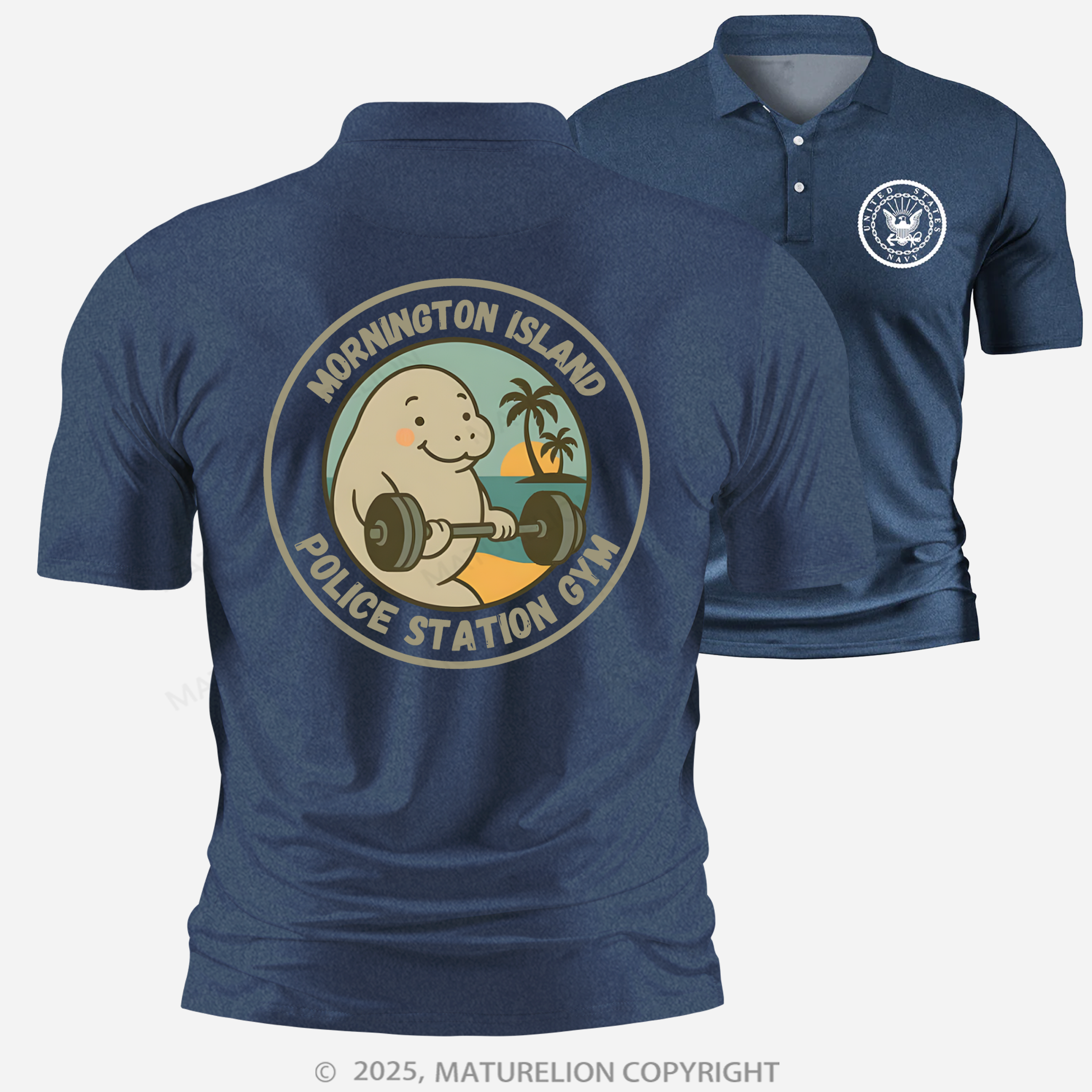Maturelion Men's Polo Shirt Mornington Island Police Station Gym Polo Shirt