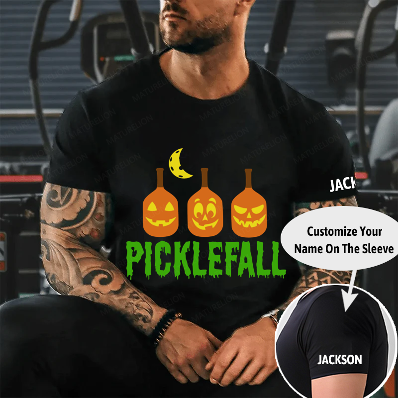 Maturelion Men's T-Shirt Happy Picklefall Halloween Cotton T-Shirt