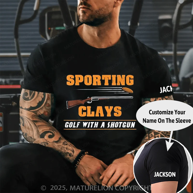 Maturelion Men's T-shirt Golf With A Shotgun Cotton T-shirt