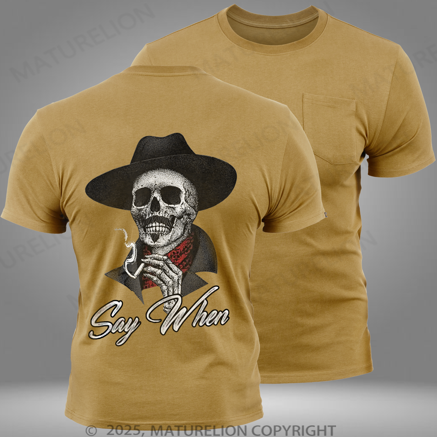 Maturelion Men's T-Shirt Say When Pocket T-shirt