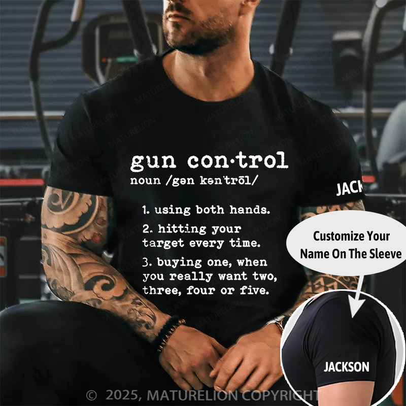 Maturelion Men's T-shirt Gun Control Cotton T-shirt
