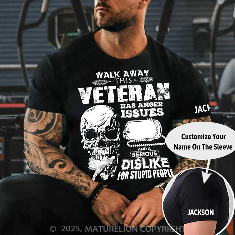 Maturelion Men's T-Shirt Veteran Skull Cotton T-Shirt