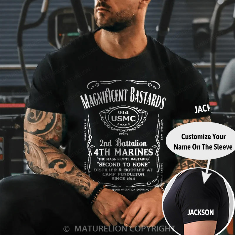 Maturelion Men's T-shirt Marines Whiskey Label Motto Cotton T-shirt