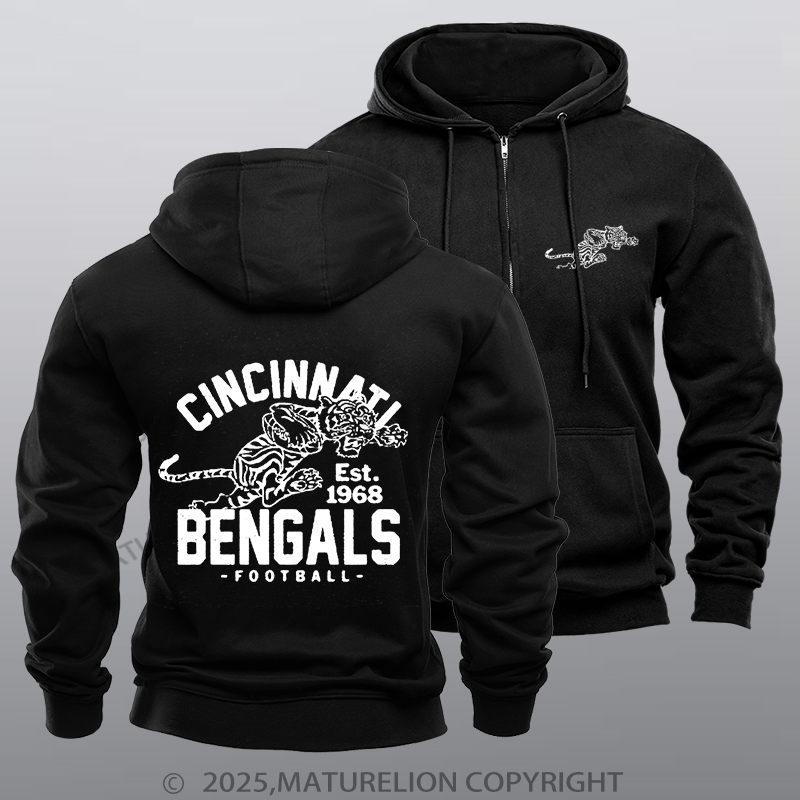 Maturelion Super Bowl Hoodie Vintage Cincinnati Bengals 3 by Buck Zipper Hoodie