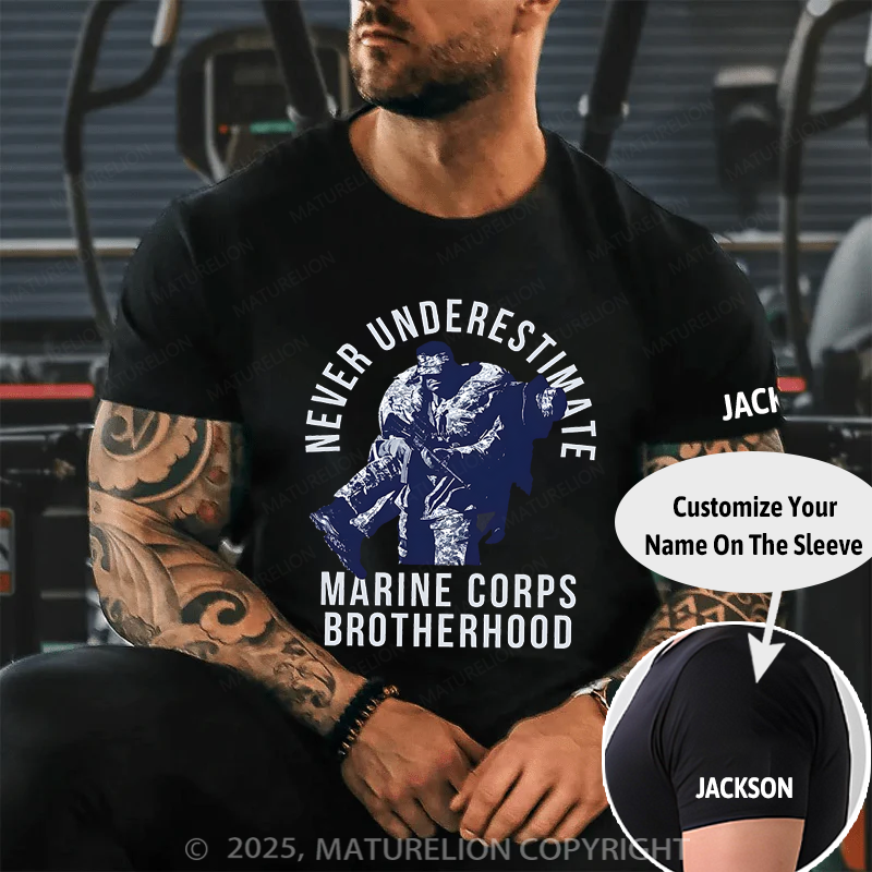Maturelion Men's T-Shirt Never Underestimate Brotherhood Cotton T-Shirt