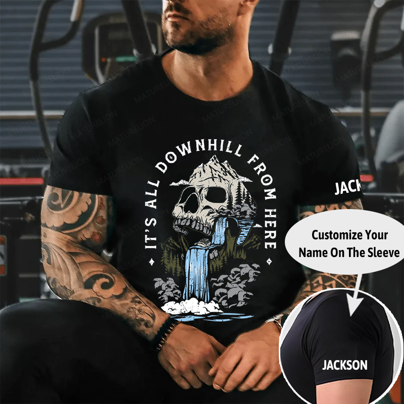 Maturelion Men's T-Shirt It's All Downhill From Here Cotton T-Shirt