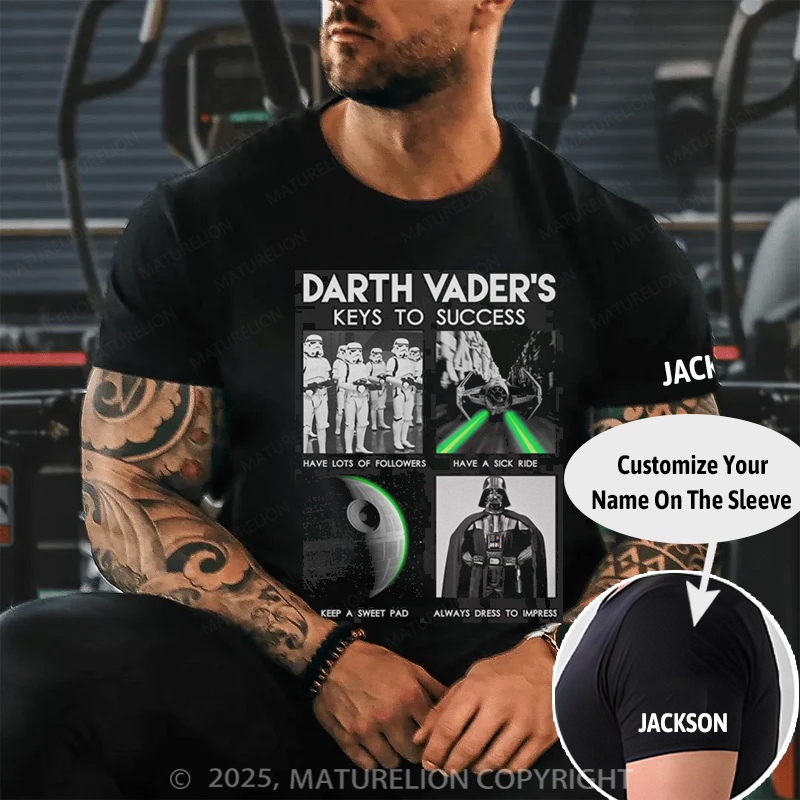 Maturelion Men's T-Shirt Darth Vader's Keys To Success Cotton T-Shirt