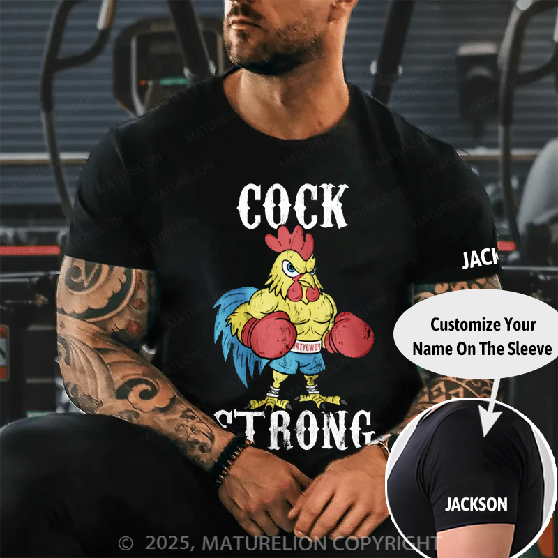 Maturelion Men's T-Shirt Boxing Chicken Cck Strong Cotton T-Shirt