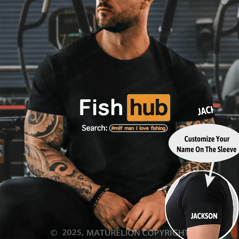 Maturelion Men's T-shirt Fish Hub Cotton T-shirt