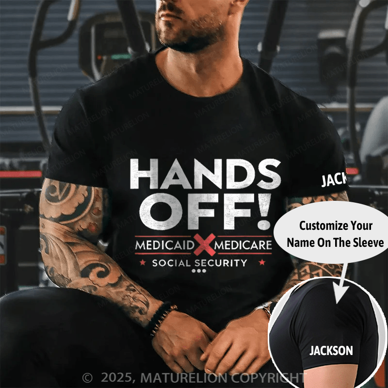 Maturelion Men's T-shirt Hands Off Cotton T-shirt