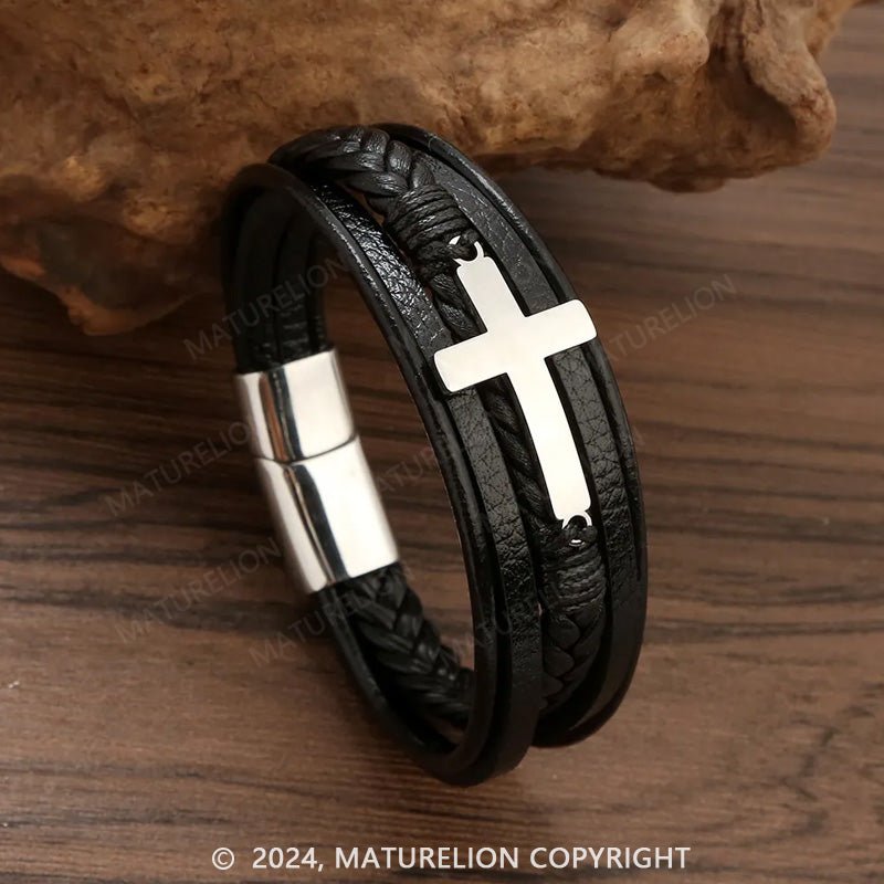Maturelion Leather Bracelet For Men Emo Accessories Couples Bracelets Friendship Cross Bracelets