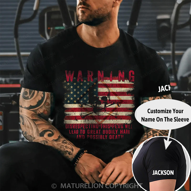 Maturelion Men's T-shirt Warning Made To Order Patriotic Cotton T-shirt