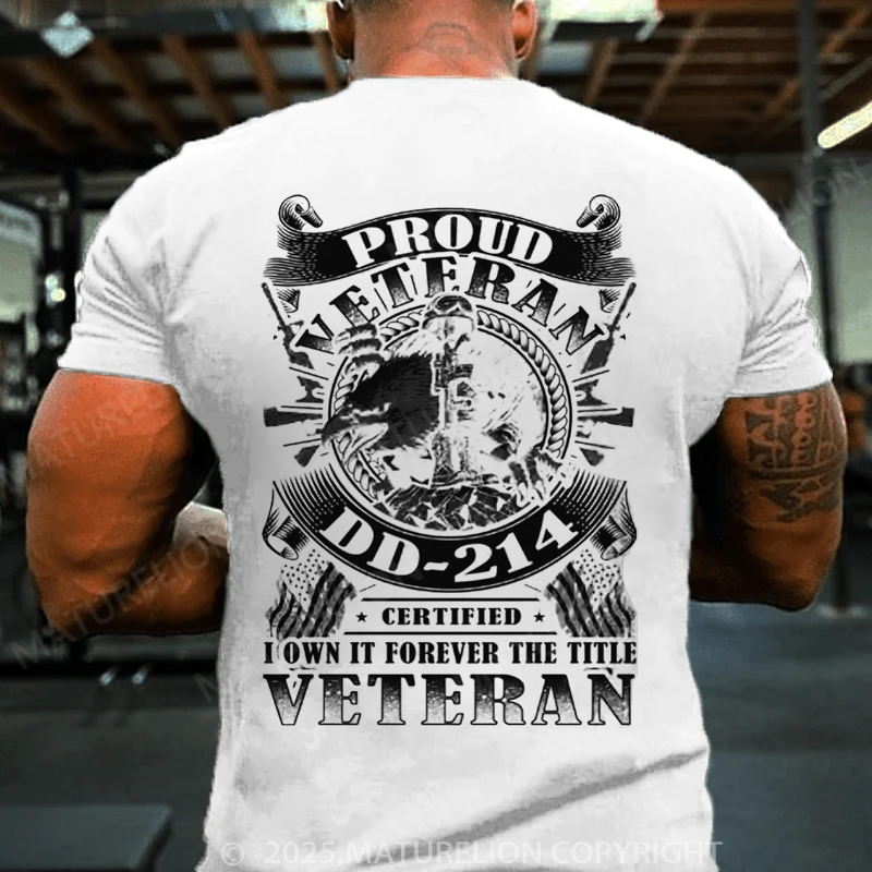 Maturelion Men's T-shirt Proud Veteran DD 214 Cotton T-shirt