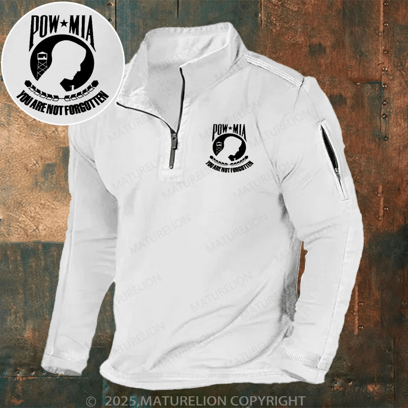 Maturelion Men's Henley Shirt POW MIA "Never Forgotten" Henley Shirt