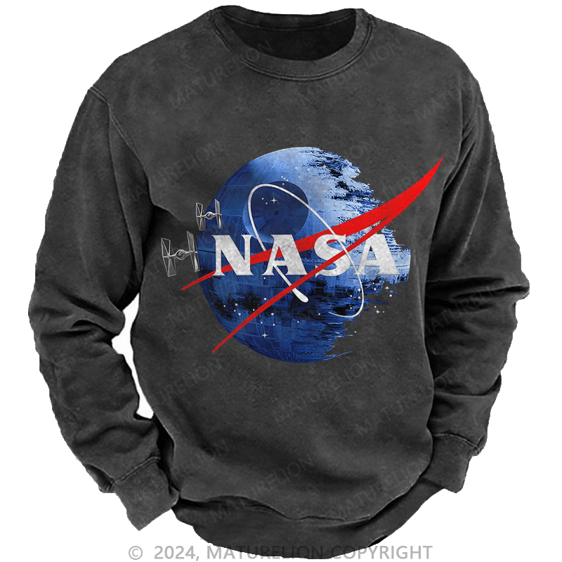 Maturelion Men's Sweatshirts Inspired Guava Iguana Death Star Graphic Sweatshirt