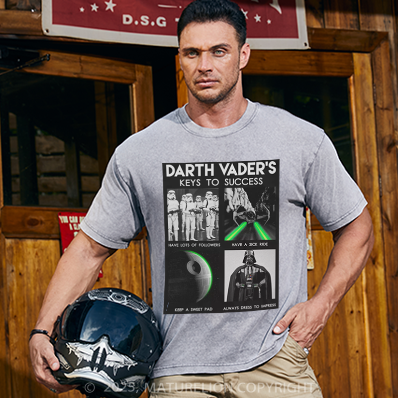 Maturelion Men's T-Shirt Darth Vader's Keys To Success Cotton T-Shirt