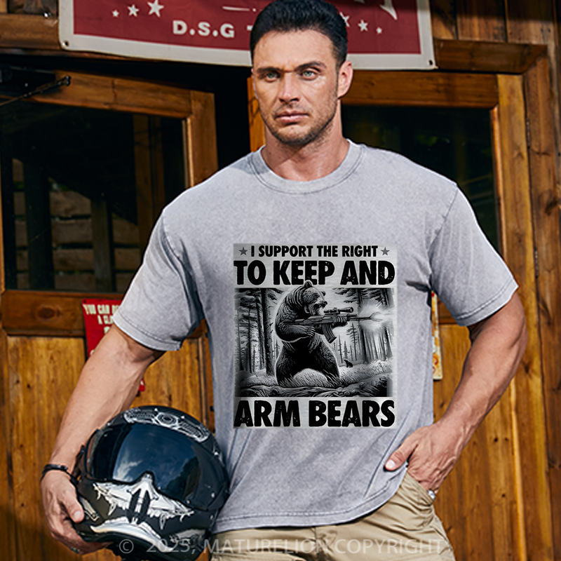 Maturelion Men's T-Shirt I Support the Right to Keep and Arm Bears Cotton T-Shirt