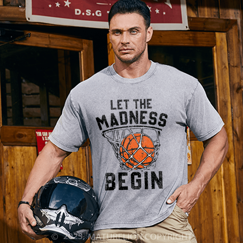 Maturelion Men's T-shirt Let The Madness Begin Cotton T-shirt