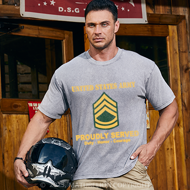 Maturelion Men's T-shirt US Army E-7 Sergeant First Class Cotton T-shirt
