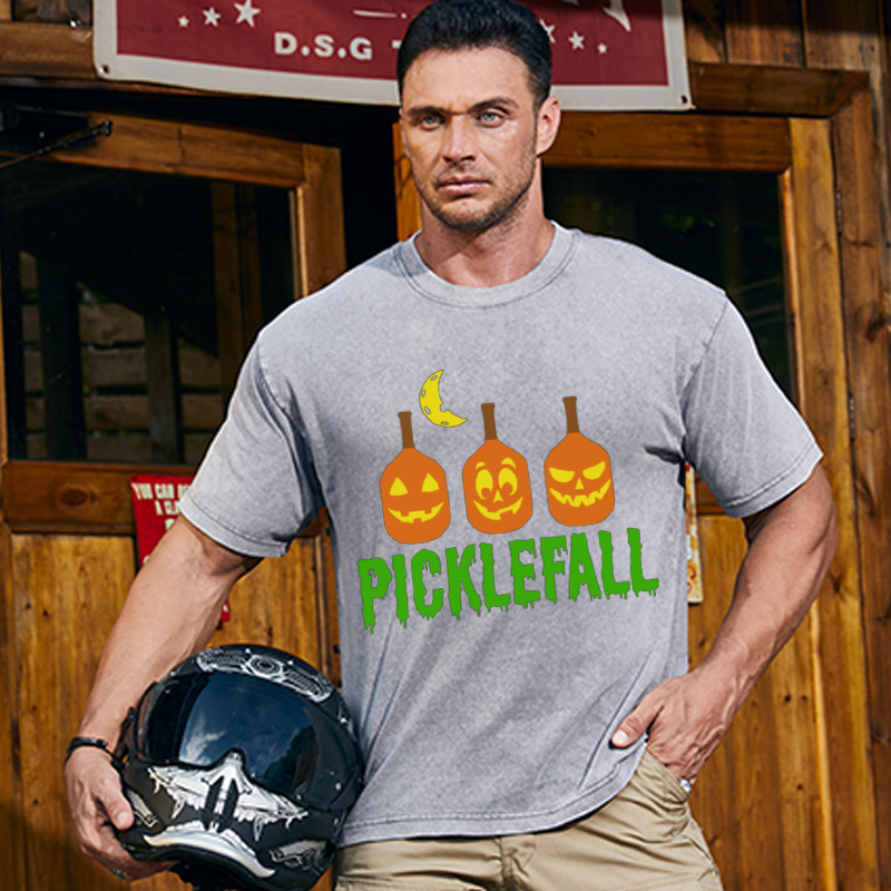 Maturelion Men's T-Shirt Happy Picklefall Halloween Cotton T-Shirt