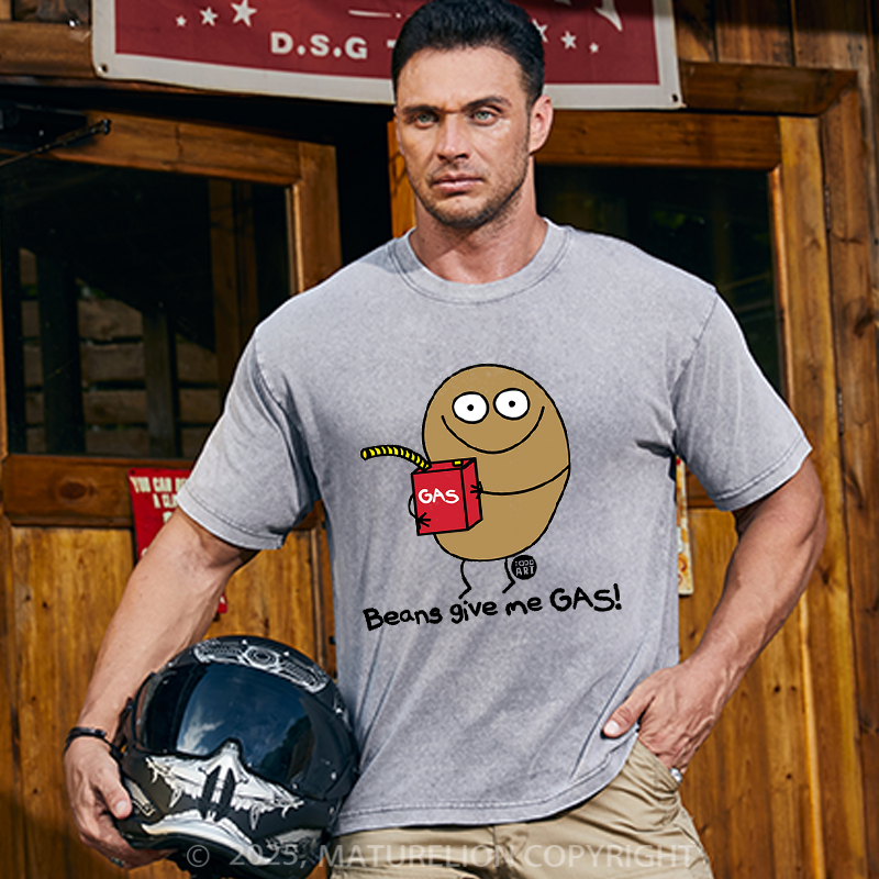Maturelion Men's T-Shirt Beans Give Me Gas Cotton T-shirt