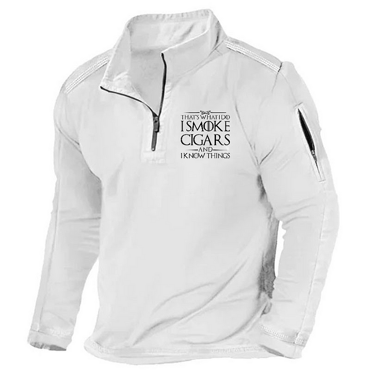 Maturelion Men's Henley Shirt That's What I Do I Smoke Cigars And I Know Things Henley Shirt