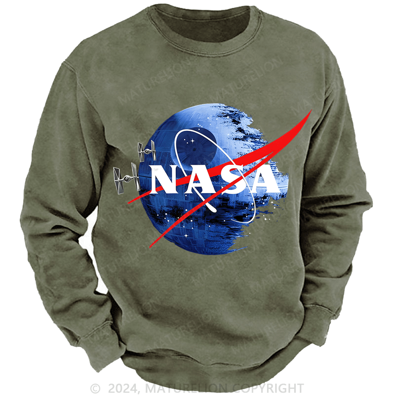 Maturelion Men's Sweatshirts Inspired Guava Iguana Death Star Graphic Sweatshirt