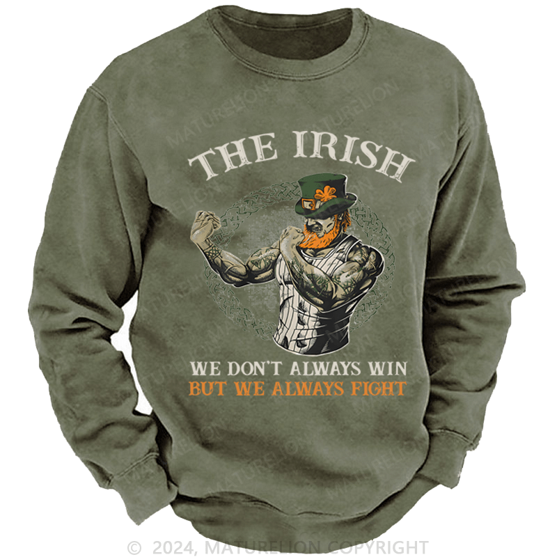 Maturelion St Patrick's Sweatshirt Fighting Irish Washed Sweatshirt