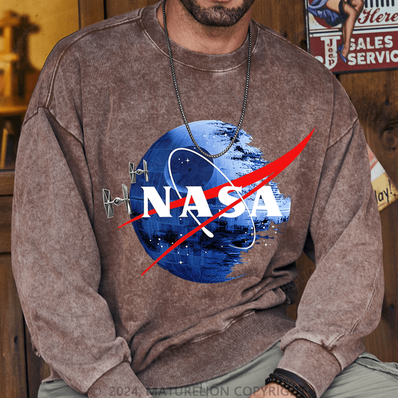 Maturelion Men's Sweatshirts Inspired Guava Iguana Death Star Graphic Sweatshirt