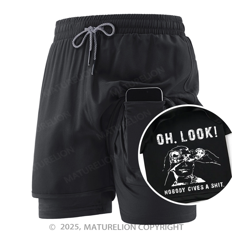 Maturelion Men's Short OH LOOK! Nobody Gives A Shit Double Layer Short