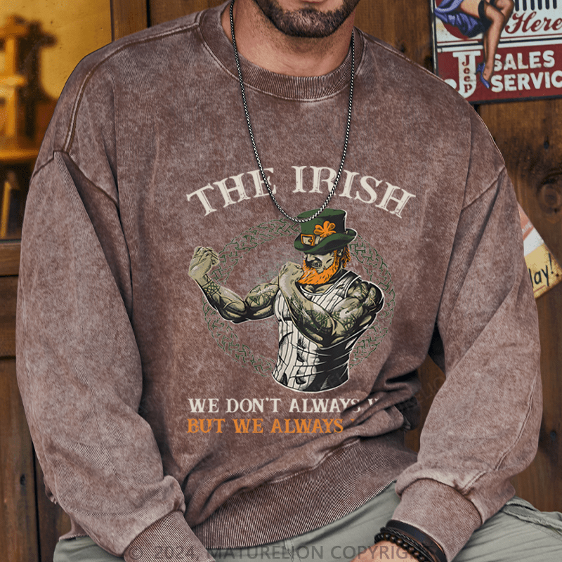 Maturelion St Patrick's Sweatshirt Fighting Irish Washed Sweatshirt
