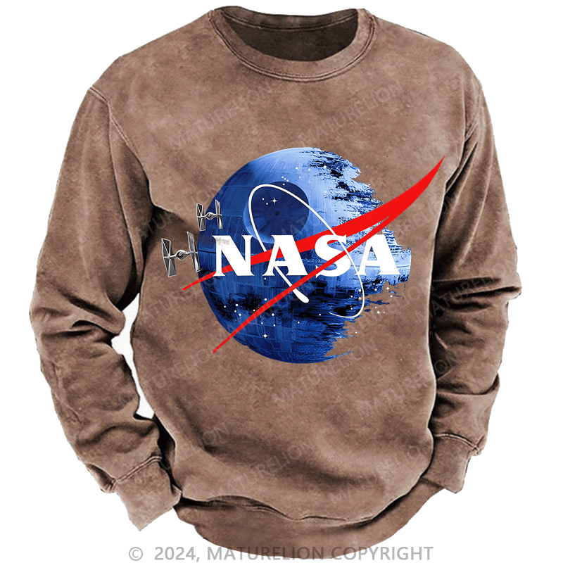 Maturelion Men's Sweatshirts Inspired Guava Iguana Death Star Graphic Sweatshirt