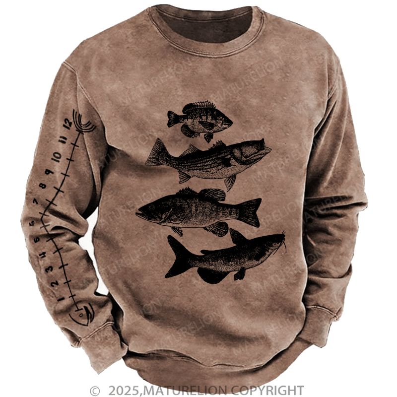 Maturelion Men's Sweatshirt Fishing Ruler Sweatshirt