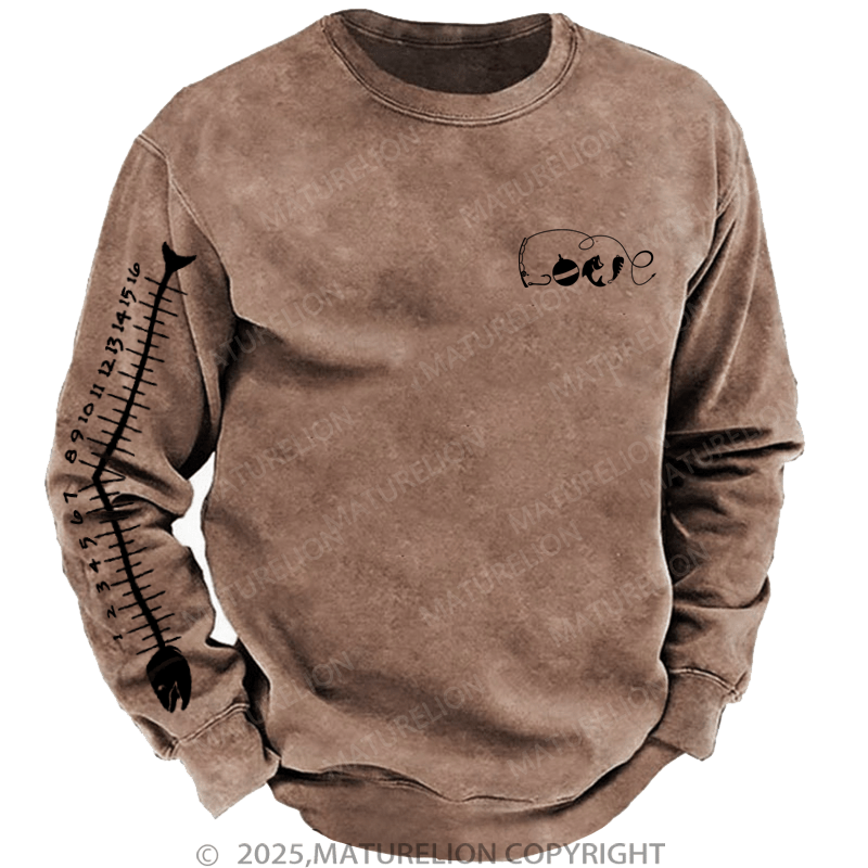 Maturelion Men's Sweatshirt Fishing Ruler Sweatshirt