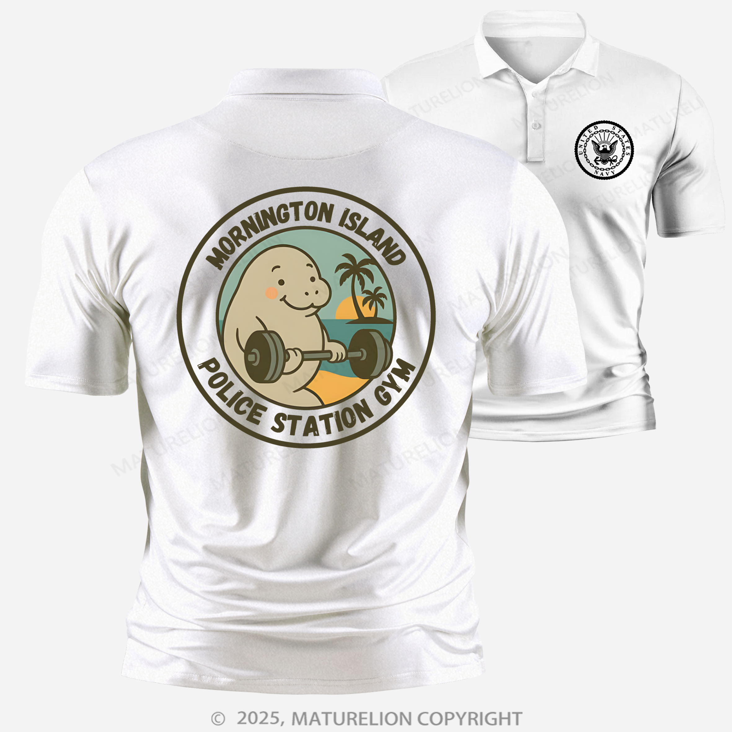 Maturelion Men's Polo Shirt Mornington Island Police Station Gym Polo Shirt