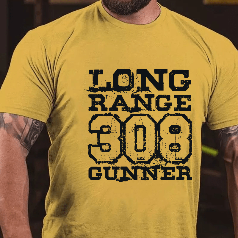 Long Range 308 Gunner Funny Guns Print Cotton T-shirt